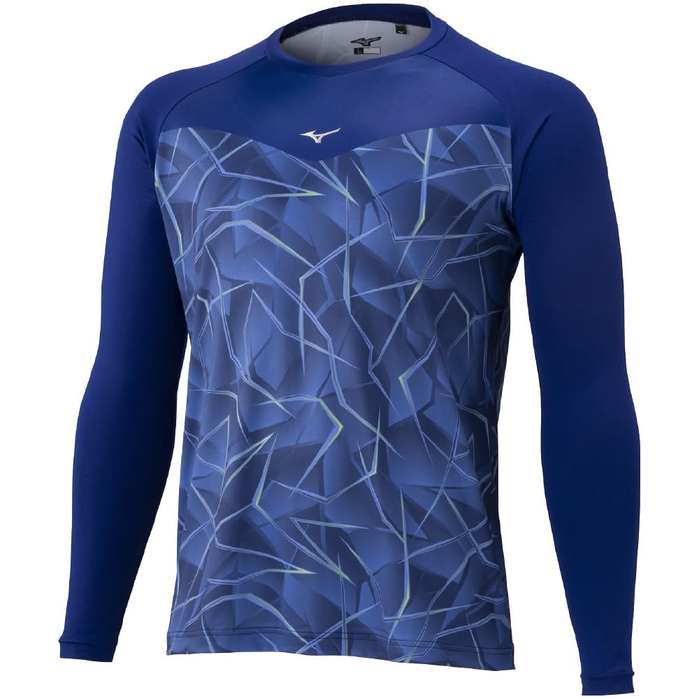 MIZUNO Global Elite Graphic Undershirt Long 12JADP88 Size S Pastel Navy Baseball/Softball (Low Neck, Sleeve)