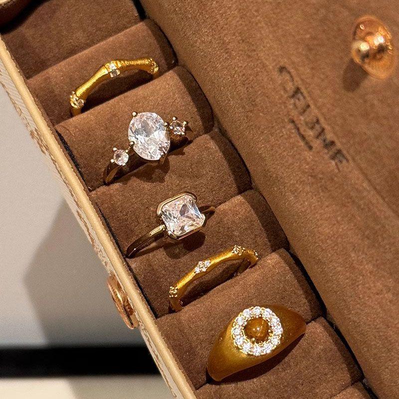 Retro Handmade Tiger Eye Ring: Luxury Stackable, Super Shiny Micro-Paved Jewelry for Women