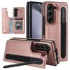 Adatto per Custodia per Cellulare con Schermo Pieghevole Samsung Z Fold7 Doppia Fibbia Porta Penna Fold3 4 5 6 Porta Carte Custodia in Pelle Tinta Unita