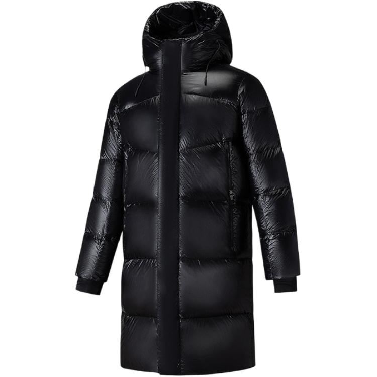 Anta Champion All-Weather Series Solid Color Zipper Hooded Versatile Mid-Length Down Jacket Men outerwear 152540932-2 XL