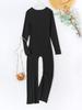 2024 European & American Solid Color Seamless Long Sleeve Yoga Jumpsuit with Flared Pants
