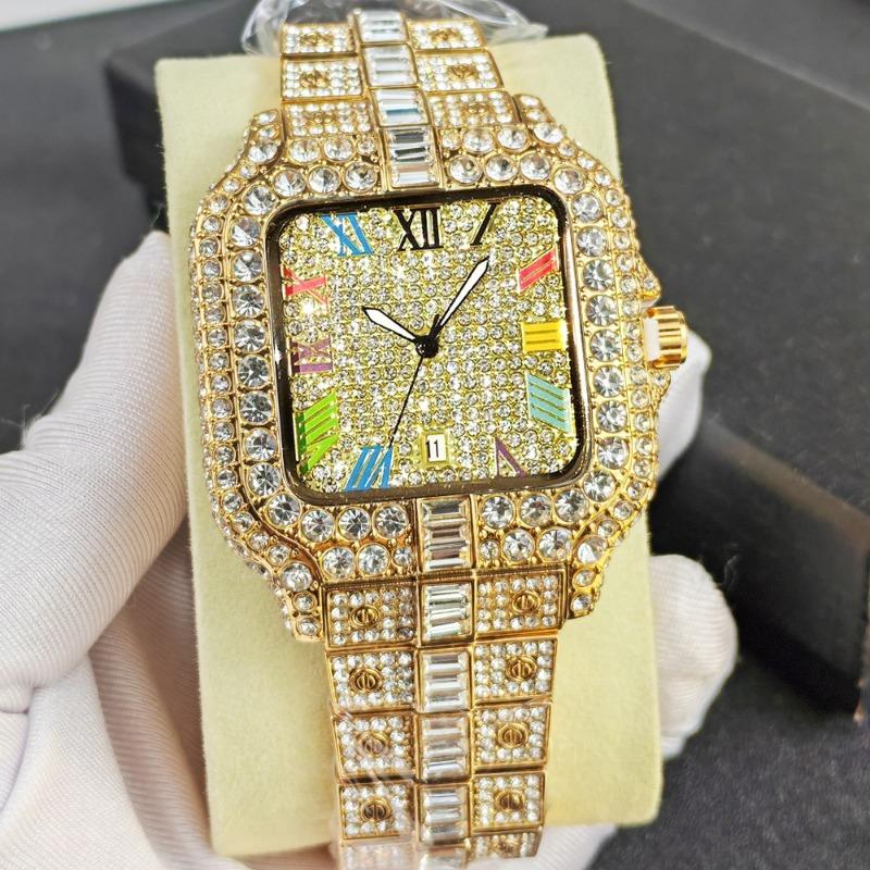 Ρολόι Χωρίς Λογότυπο Ανδρικό Ρολόι, Ρολόι Hip-hop με Ένθετους Διαμάντους, Πολυτελές Ρολόι Quartz