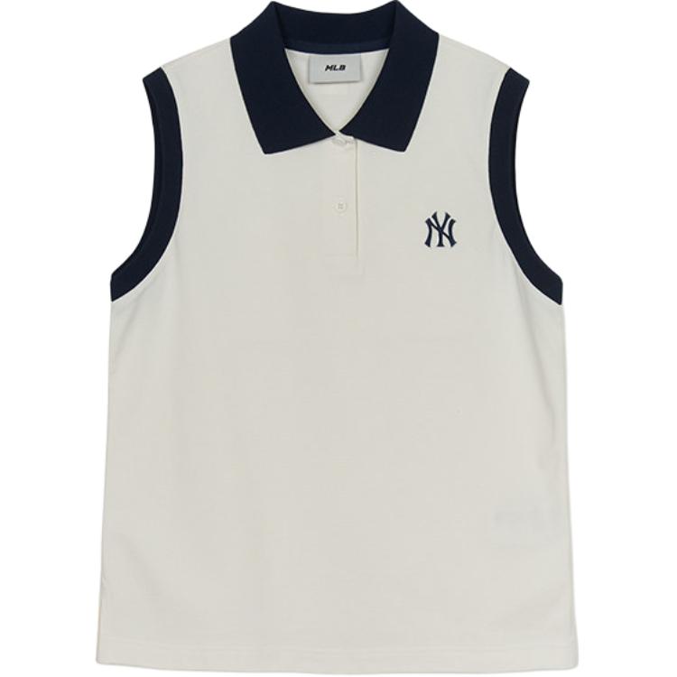 New MLB New York Yankees SS25 Polo Shirt Women's Ivory 3FPQB0353-50IVS