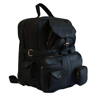 Czarny plecak z prawdziwej skóry koziej, plecak w stylu vintage, listonoszka na laptopa