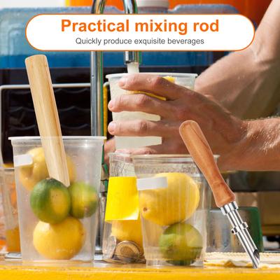 4/6Pcs Straw Puncher for Lemonade Stands Stainless Steel Straw Hole Puncher Wooden Handle Straw Punching Tools for Home Kitchen