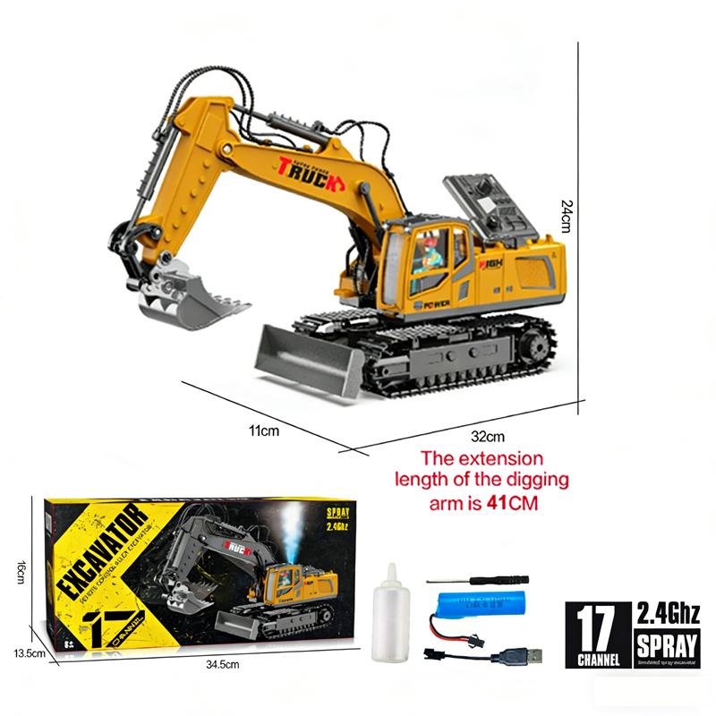 High-quality 15/17 CH Alloy Remote Control Excavator 2.4G RC Crawler Engineering Vehicle Toy for Kids Christmas Birthday Gift