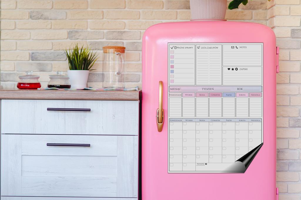 Magnetyczny Planer na lodówkę Kalendarz Pisak + Notes lista zakupów