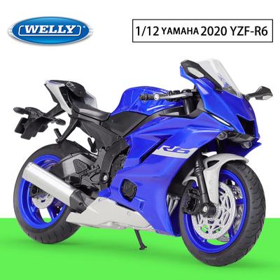 Welly 1/12 Escala 2020 YAMAHA YZF-R6 Modelo de motocicleta de aleación Diecast Vehículos de juguete de metal Modelo de motocicleta Colección de alta simulación Regalos para niños