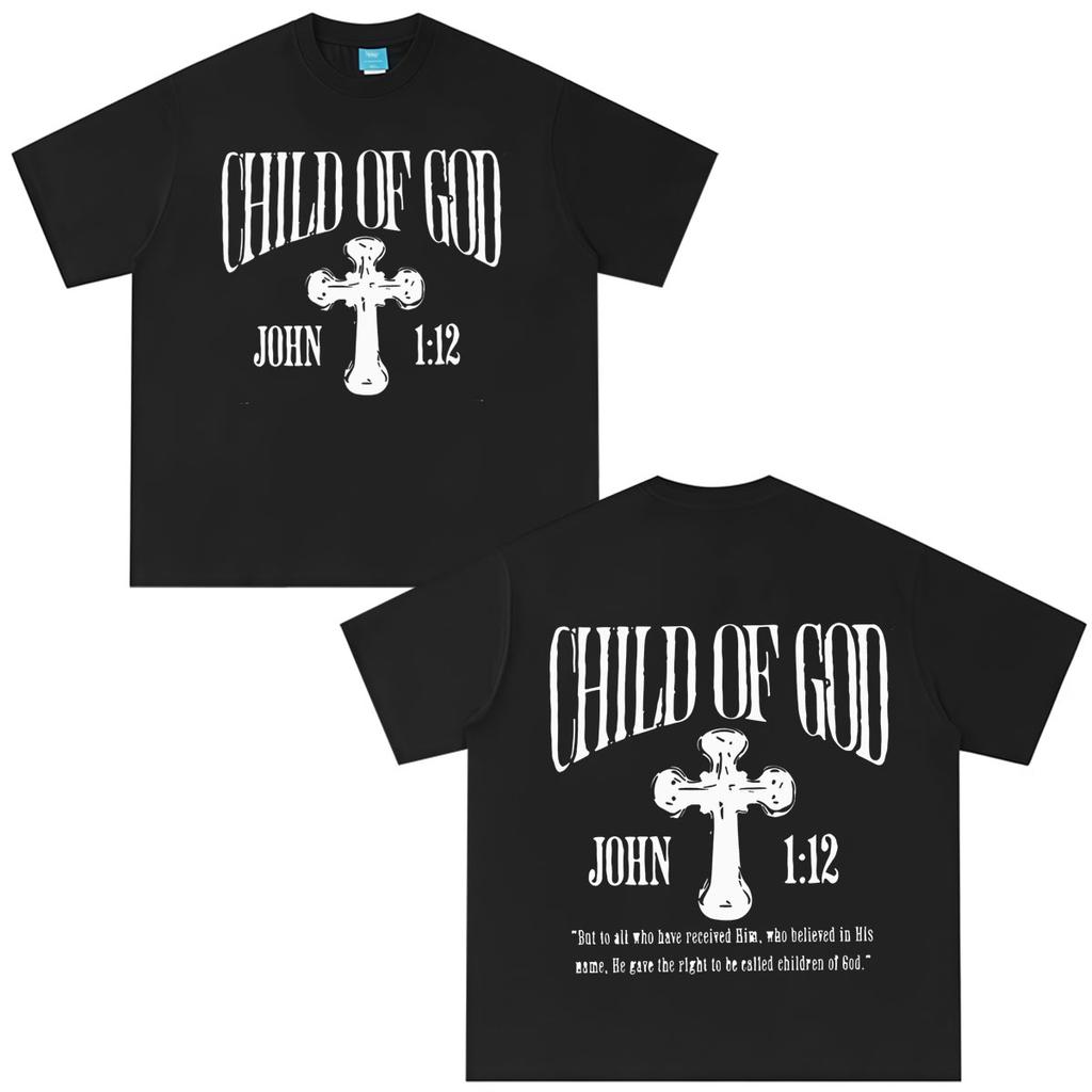 Child of God Jesus Printed T-Shirt Men Women Cotton Loose Casual Short Sleeve T-Shirt Fashion Hip-hop Vintage Cotton T-Shirts