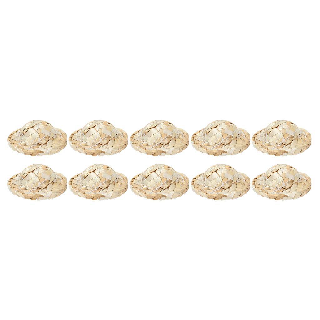 10pcs Scale Miniature Straw Hat DIY Scene Dollhouse Sunhat Hat Decoration Playset Accessories