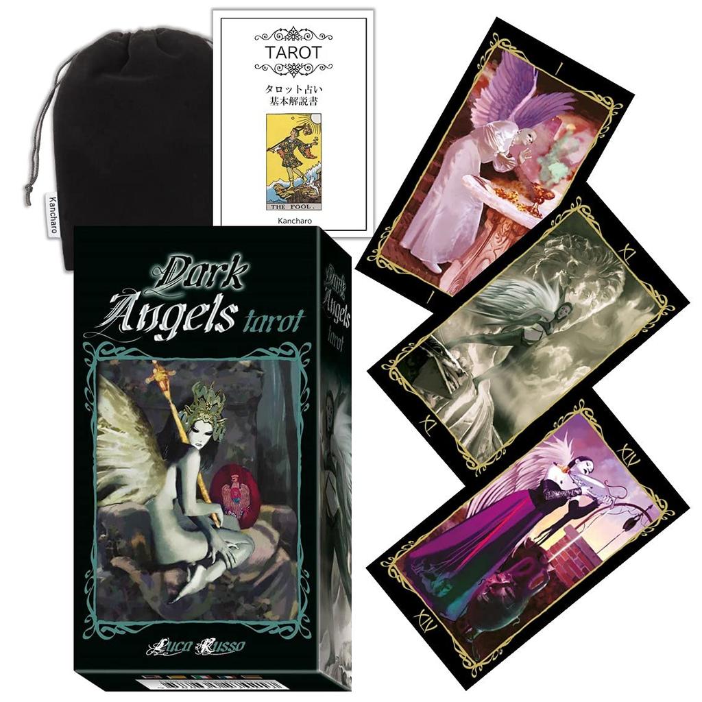 Kancharo Tarot Cards 78 Pieces Tarot Fortune Telling Angels Japanese Tarot Cards Basic Instructions Pouch Included [Dark Tarot] & (Genuine Product)