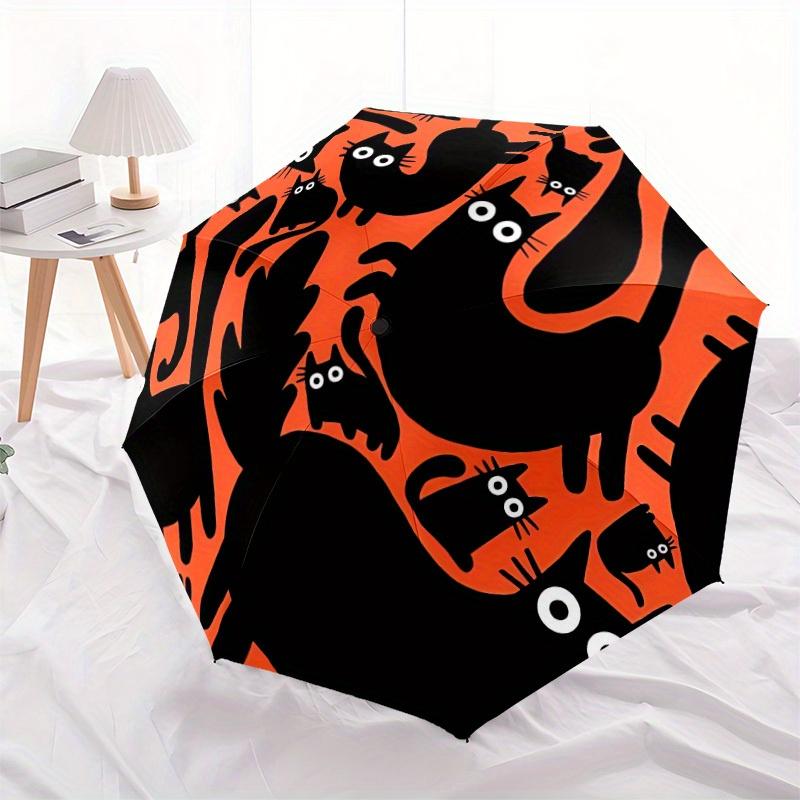 

1pc Cat Pattern Automatic Open 8-Rib Windproof Umbrella, Travel & Commuting, Suitable for All Seasons