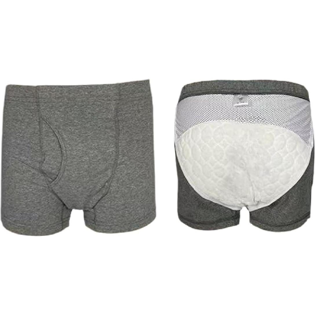 1 Pair Washable Urinary Incontinence Underwear for Men, Breathable Cotton Adult Leakproof Underwear Boxer, Reusable Incontinence Protective Briefs 1