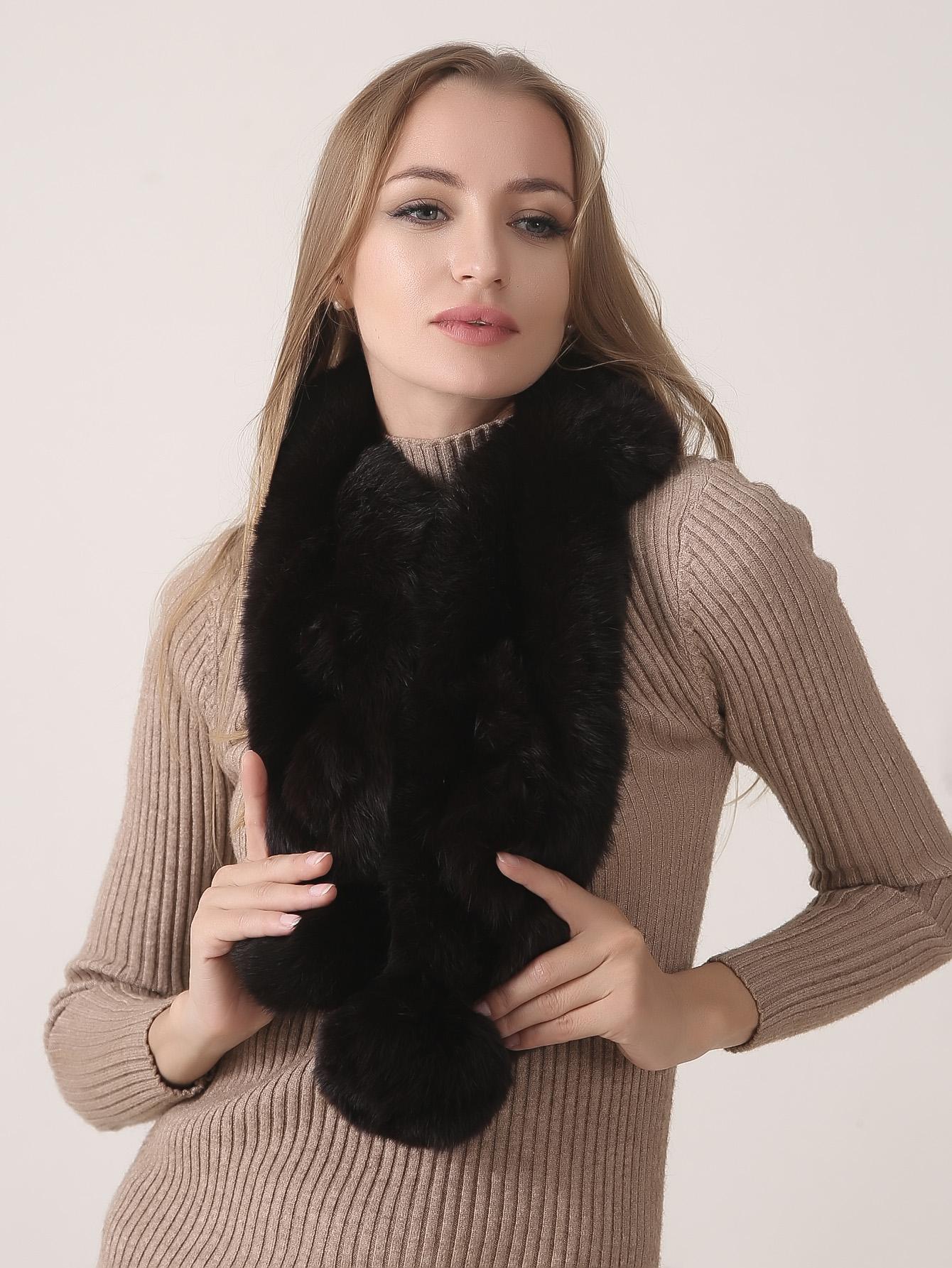 

Зимняя теплая шаль из натурального меха кролика, шарф, уличные женские шарфы 110x14cm