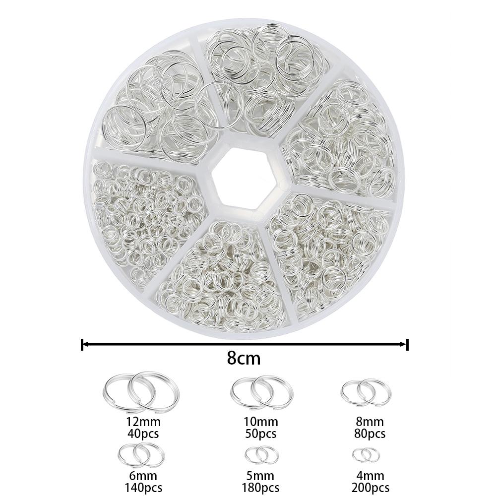 

690pcs/Box 4-12mm Open Jump Rings Double Loops Split Rings Connectors Kit for DIY Earrings Bracelet Jewelry Making Supplies серебряный