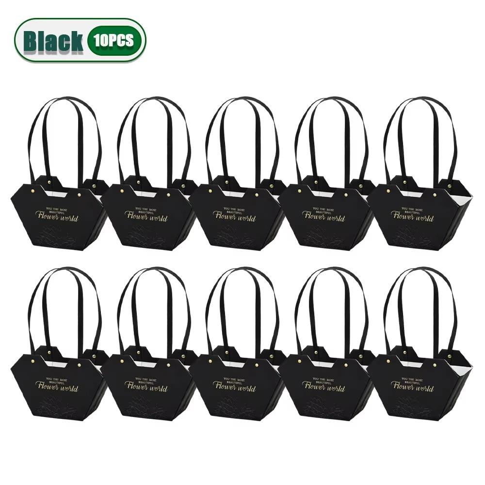 1/4/8/16PCS Foldable Carton Flower Basket Handheld Bouquet Gift Bag Valentine's Day Flower Packaging Wedding Party Decoration