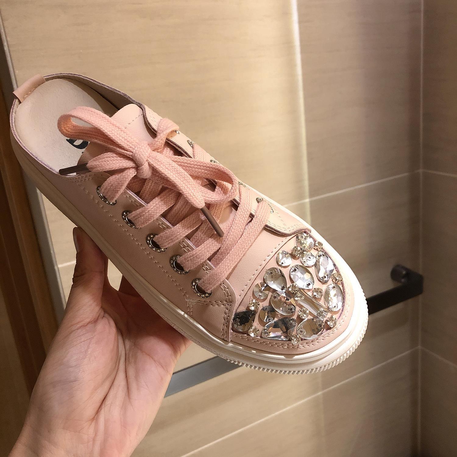 

Little white shoes women s 2025 summer new Korean version of versatile sexy rhinestone lace-up casual shoes platform non-slip board shoes women 40
