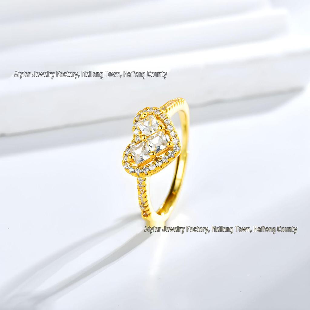 Elegant Heart-Shaped Zircon Ring | Adjustable Crystal Jewelry Gift for Women