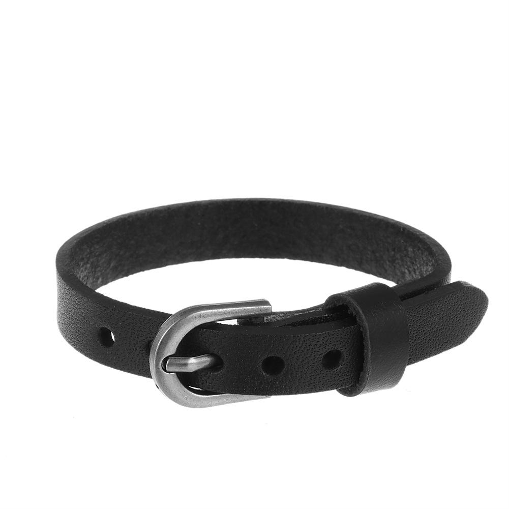 Simple Cowhide Leather Hand Strap: Stylish Thin Bracelet for Men & Women, Retro Design with Smooth Finish