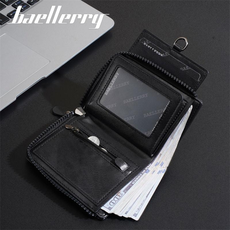 Baellerry Vintage Design Short Wallets for Men Man Business Driver's License ID Card Holder Coin Purse