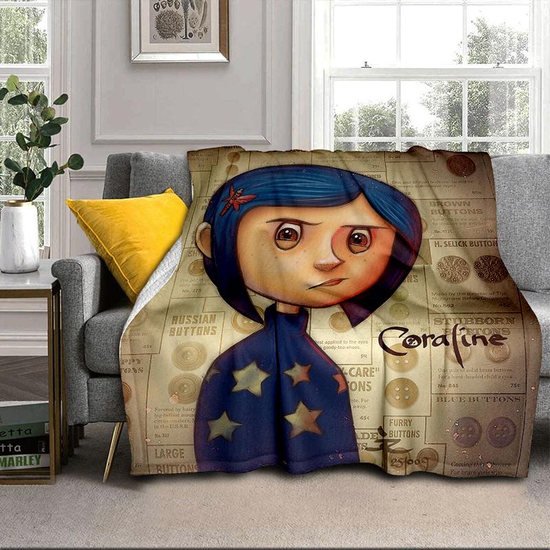 Moonlit Mystery Cora-line Blanket Flannel Blanket for bed, sofa, Camping, Hiking, Picnic Essentials, gift for family Fan gifts