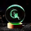 Umgebungslicht Saturn 3D Kugel Lampe Sonnensystem Kristallkugel mit Mehrfarbiger LED Lichtbasis Stimmungslicht Geschenke Geburtstag
