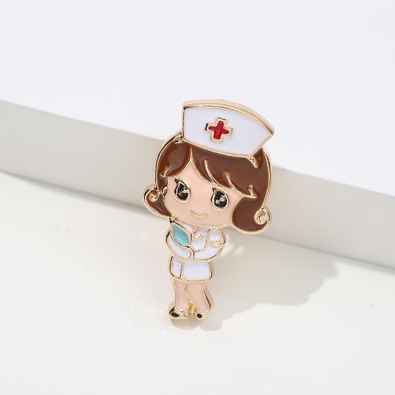 Wuhan Hospital Epidemic Prevention Brooches: Cartoon Series with Thermometers, Caring Doctors, Nurses, and More Creative Designs.