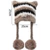 Handmade Japan Designer Pentagram Wool Beanie Hat Ladies Autumn Spring Warm Cat Ear Knit Stripe Beanie Cap with Pompom