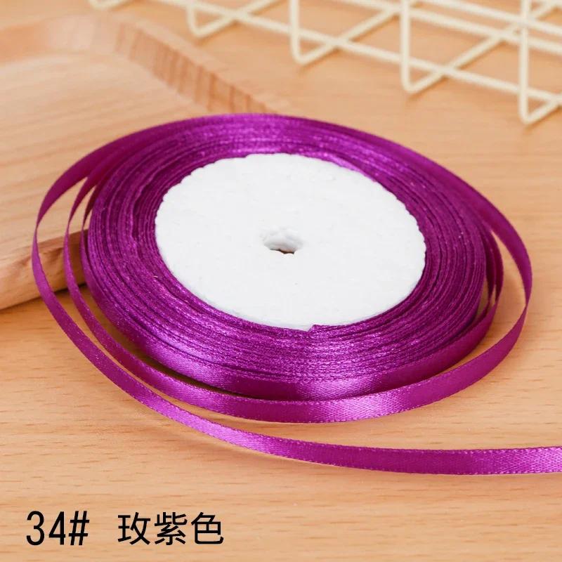 6mm Satin Ribbon DIY Artificial Silk Material Christmas Halloween Wedding Birthday Party DecorationHandmade Bows Gift Wrapping