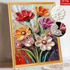 Tela Pittura Perle Fai-da-te Design Floreale Kit Pittura con Perline 3D Brillante Artigianato Creativo per Tempo Libero Decorazione Parete Soggiorno