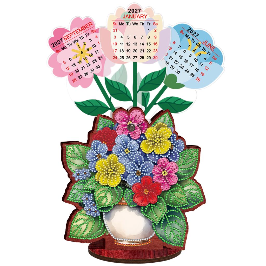 2026 Kalender Diamantmalerei Kalender Set Holz Diamantmalerei Set DIY Diamantkunst Schreibtischkalender Weihnachtsgeschenk