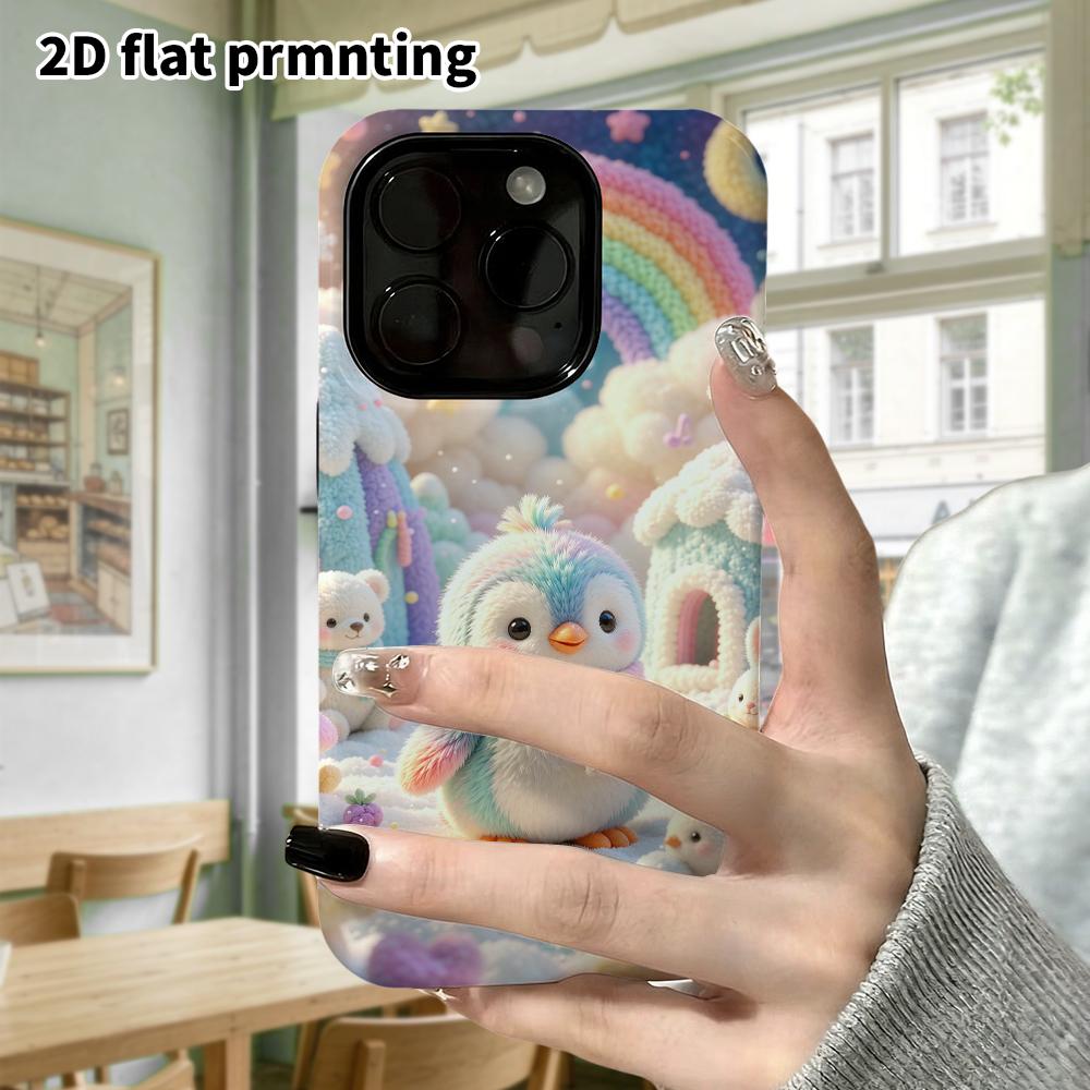 Phone Case: 2D flat, fits iPhone 18, 17, 16, 15, 14, 13, 12 Pro protective case, Frozen Penguin Kingdom, perfect Christmas and Halloween holiday gift