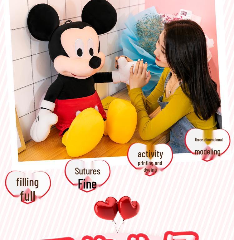 Mickey & Minnie Plush Toy Figure - Mickey Mouse Cartoon Doll Birthday Gift
