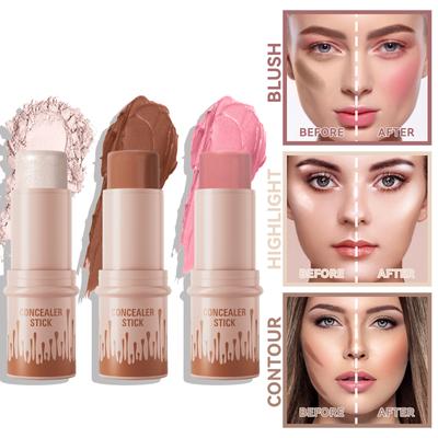 12 Colors Blush Stick Matte Highlight Highlighting Stick Natural Nude Makeup Face Definition Contouring Stick Multi-functional Make-up Stick