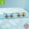 Cute Little Bee S925 Sterling Silver Earrings Female Personality Animal Zircon Crystal Stud Earrings Sce149