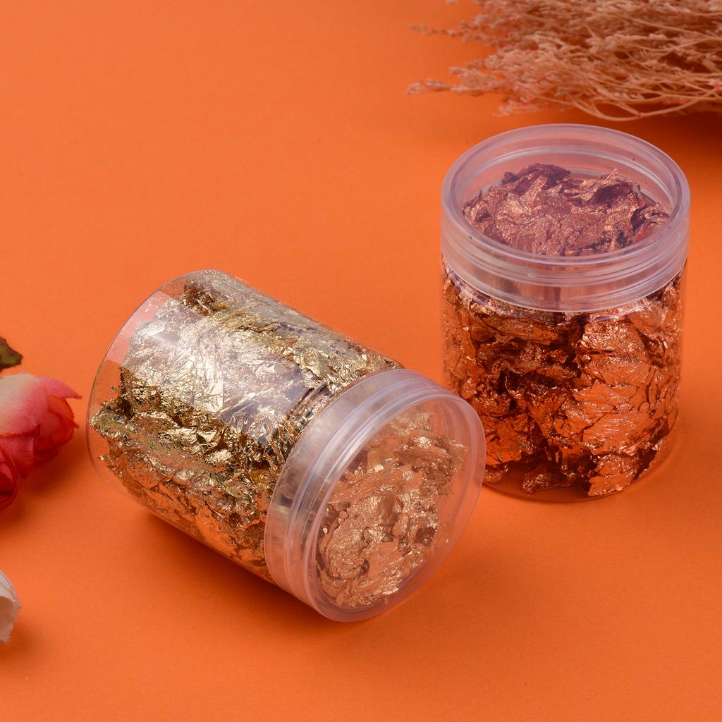 5g Per Color Imitation Gold Foil Flakes 3 Bottles Metallic Foil Flakes for Resin Jewelry Making