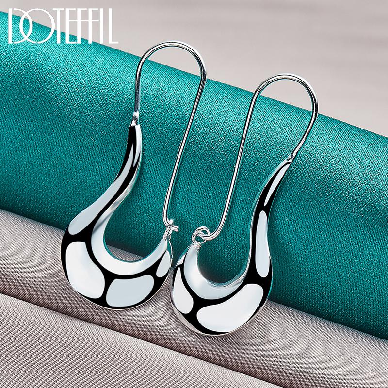 925 Sterling Silver Beautiful Geometric Earrings Fashionable Wedding Jewelry