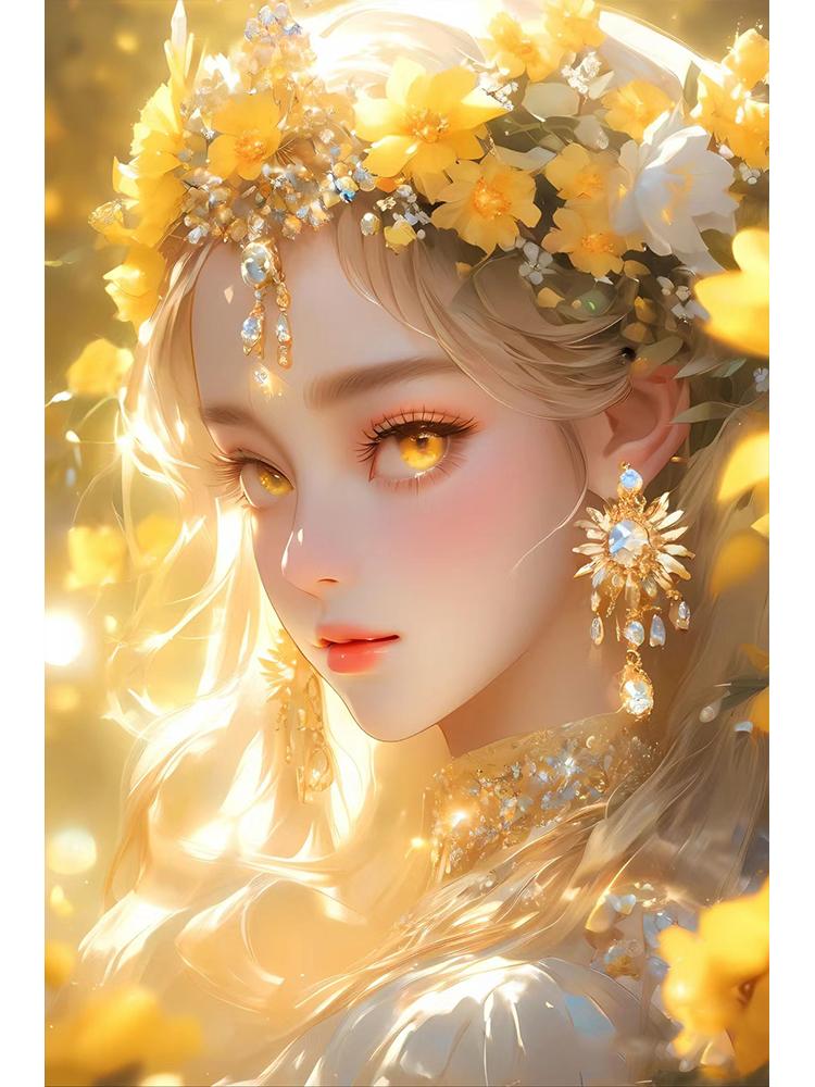 Diamond Painting Full Circle Square Flower Fairy 5DDiy Novel Mosaic Embroidery Cartoon Girl Cross Embroidery Set Home Decoration