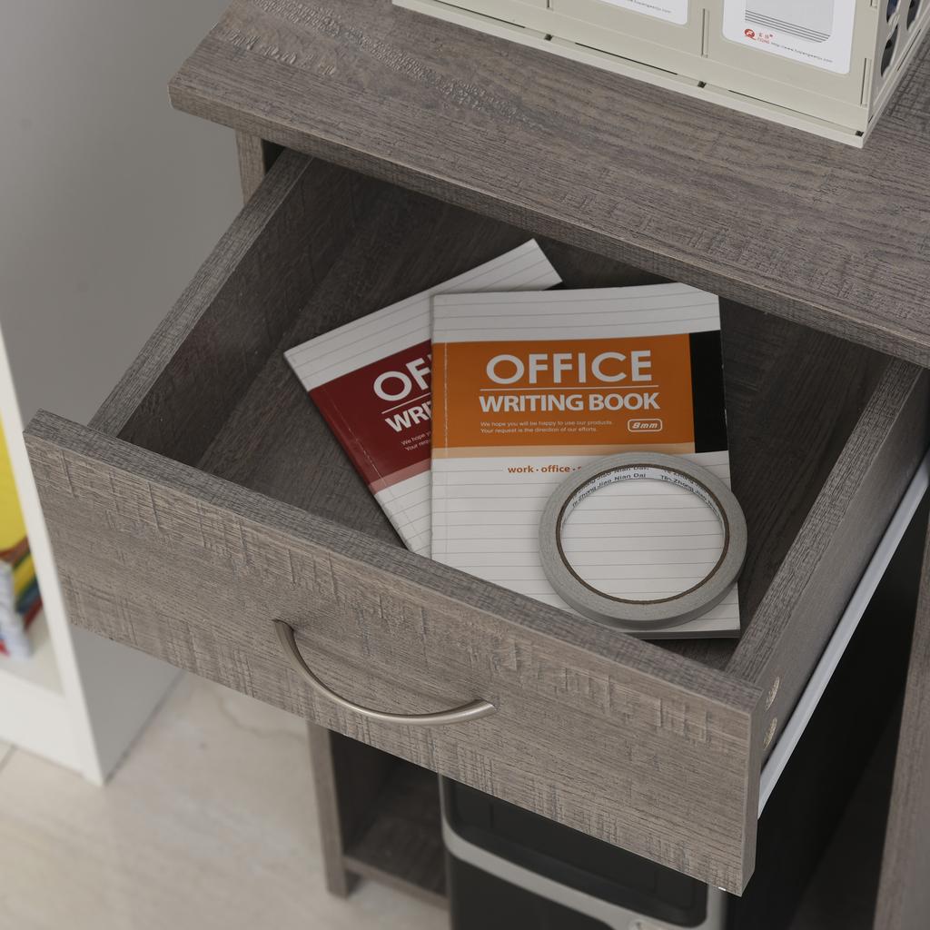 L-Shaped Corner Computer Desk W/ 2 Shelves Wide Worktop Keyboard Tray Drawer & CPU Stand Home Office Study Bedroom Furniture Grey