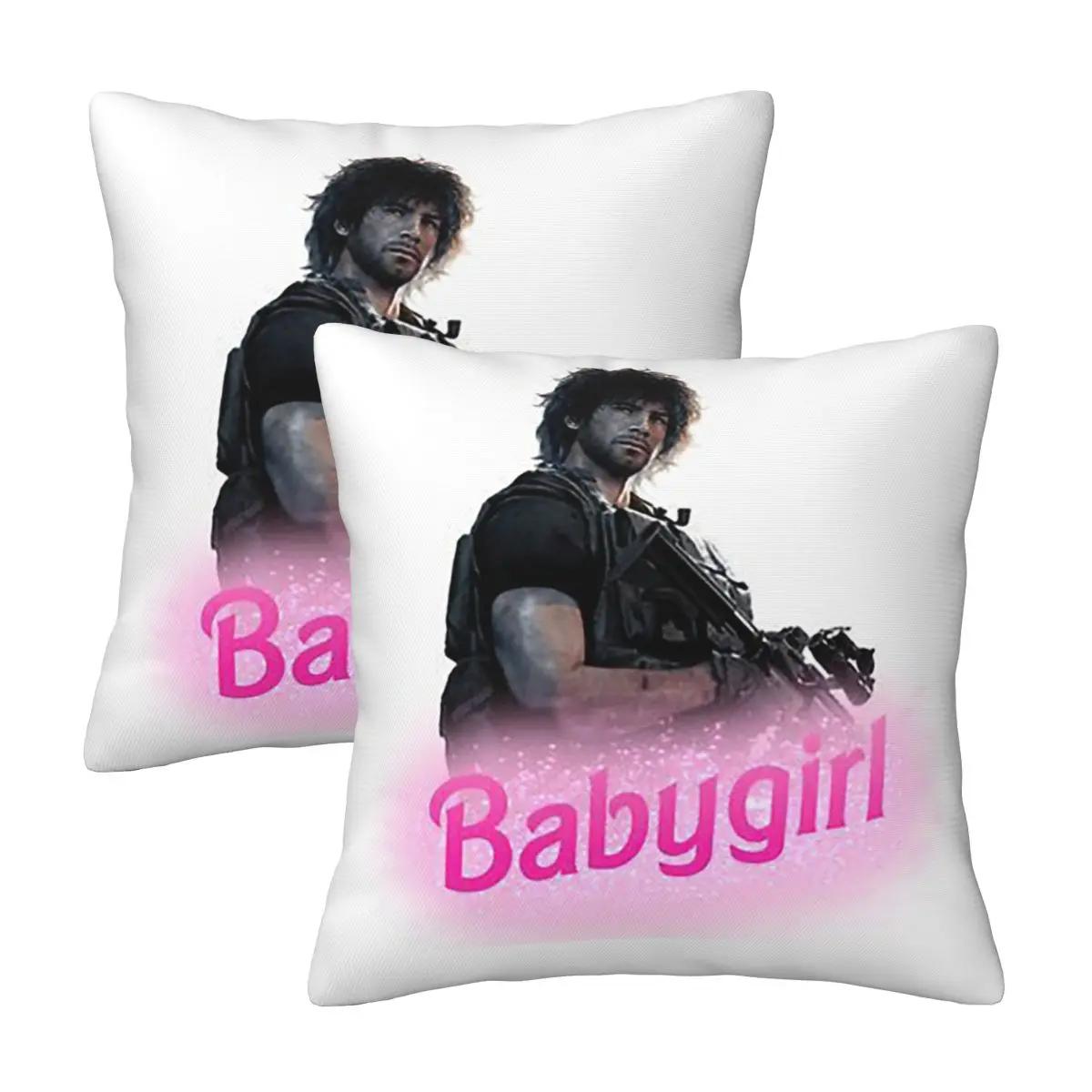 Carlos Oliveira Babygirl 2 Pcs Square Pillowcase Pillow Cover Cushion Zip Decorative Comfort Throw Pillow For Home Car Peach skin 18*18(CM)-2Pcs