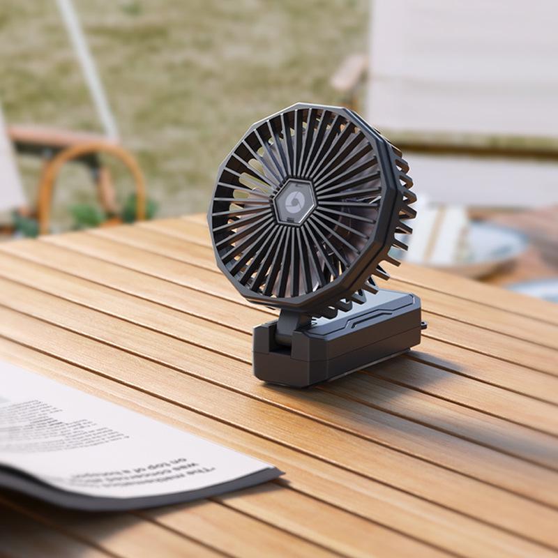 Rechargeable Three-Speed Silent Handheld USB Fan with Strong Wind and Long Battery Life for Desktop or Office Use.