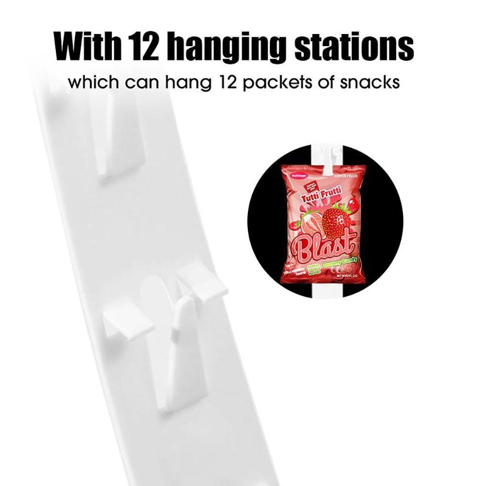 4 Piezas de Tiras Colgantes de Plástico para Snacks con Encabezado de Etiqueta Percha de Exhibición Útil con 12 Ganchos Tira de Clips para Merchandising