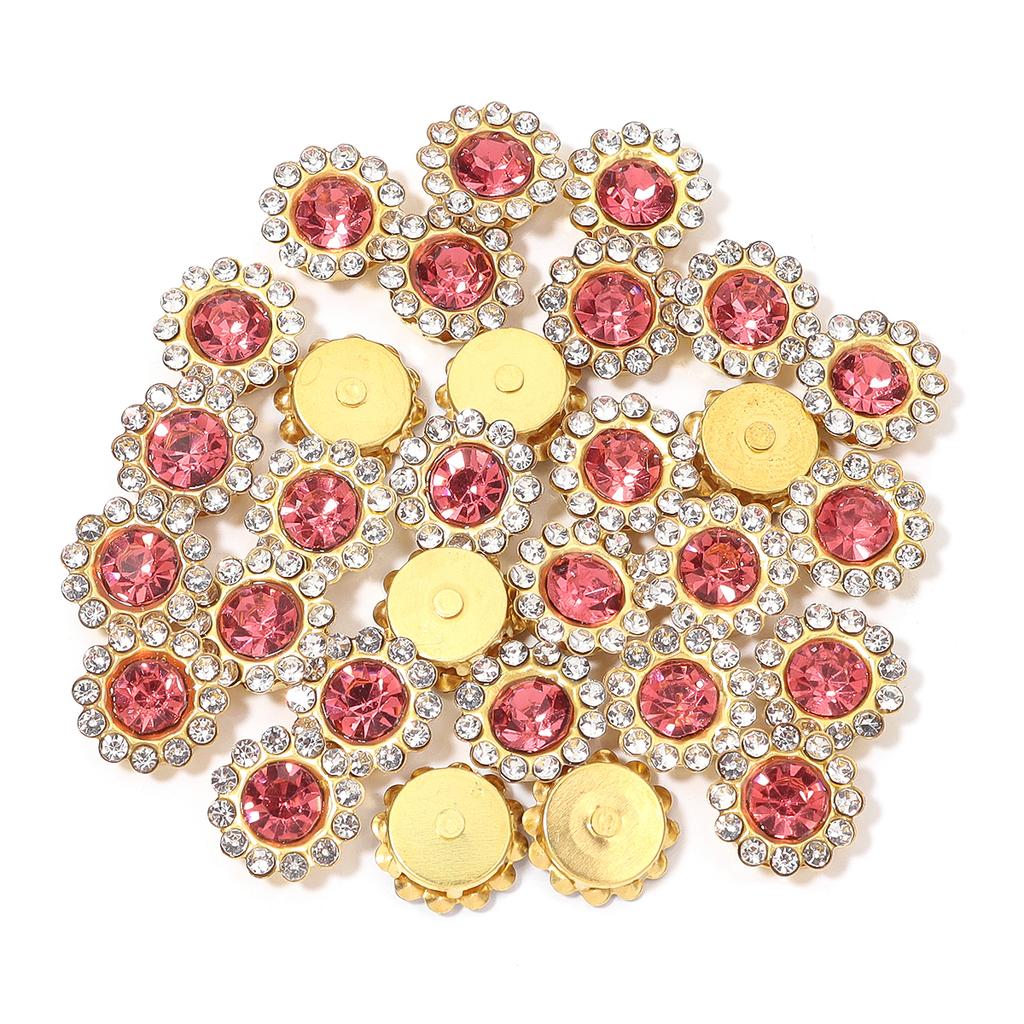 10-100pcs/lot Sunflower Rhinestone Pearl Sewing Beads Round Flatback Rhinestones For Clothes Sewing Wedding Headwear Decoration