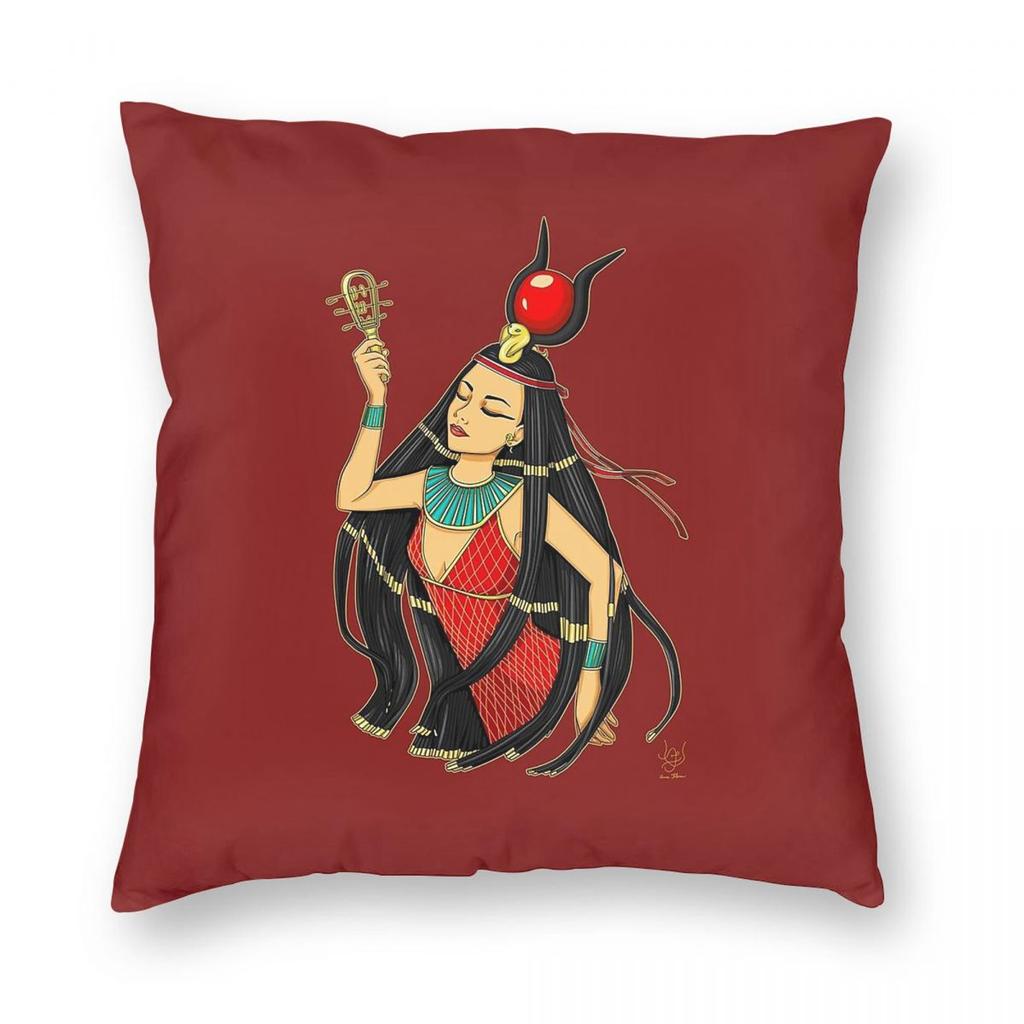 Hathor Egyptian Goddess Square Pillowcase Polyester Linen Velvet Printed Zip Decor Throw Pillow Case Home Cushion Case x