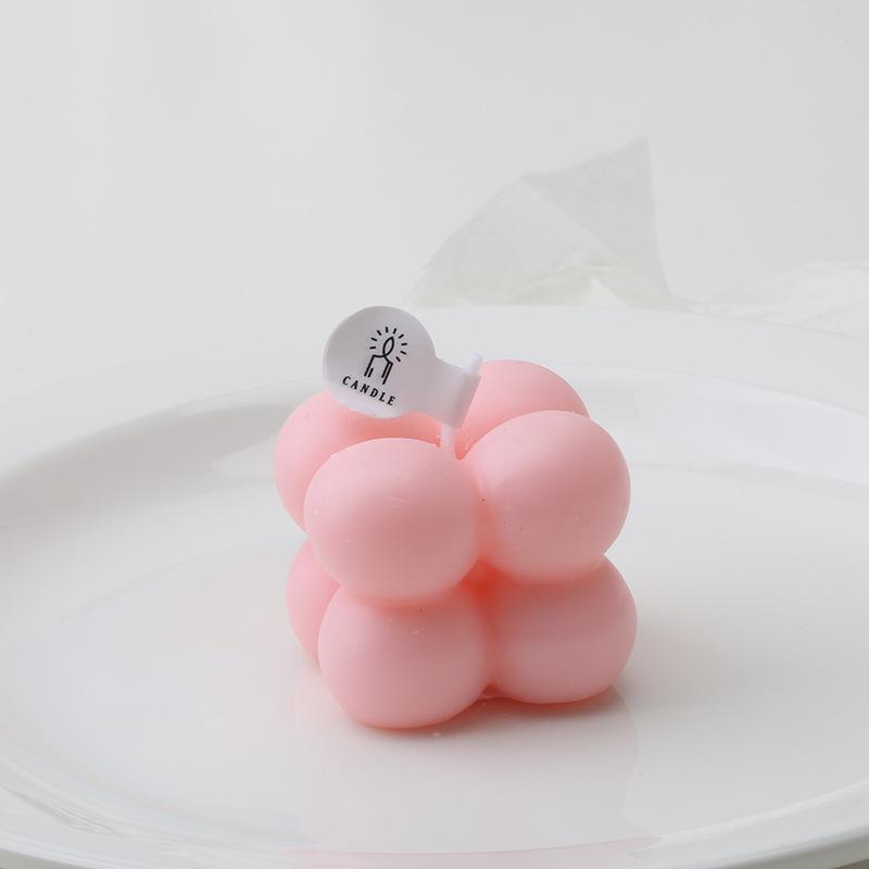 

INS Rubik s Cube Aromatherapy Candle Home Fragrance Geometric Shape Ornament Creative Photography Ornament Lasting Flavor small pink (rose)