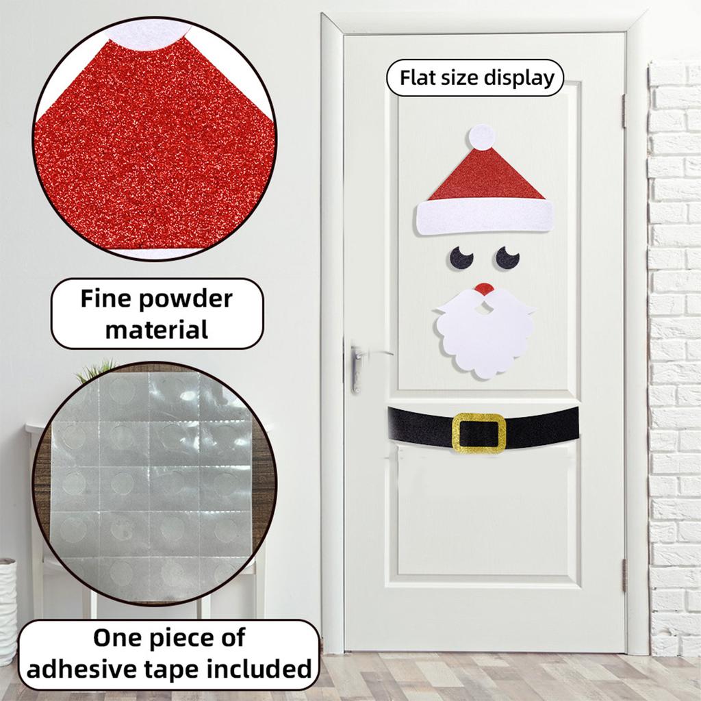 1 Set Festive Christmas Window Stickers Large Holiday Felt Cloth Clings Decor Eye Catching Window Wall Decorations