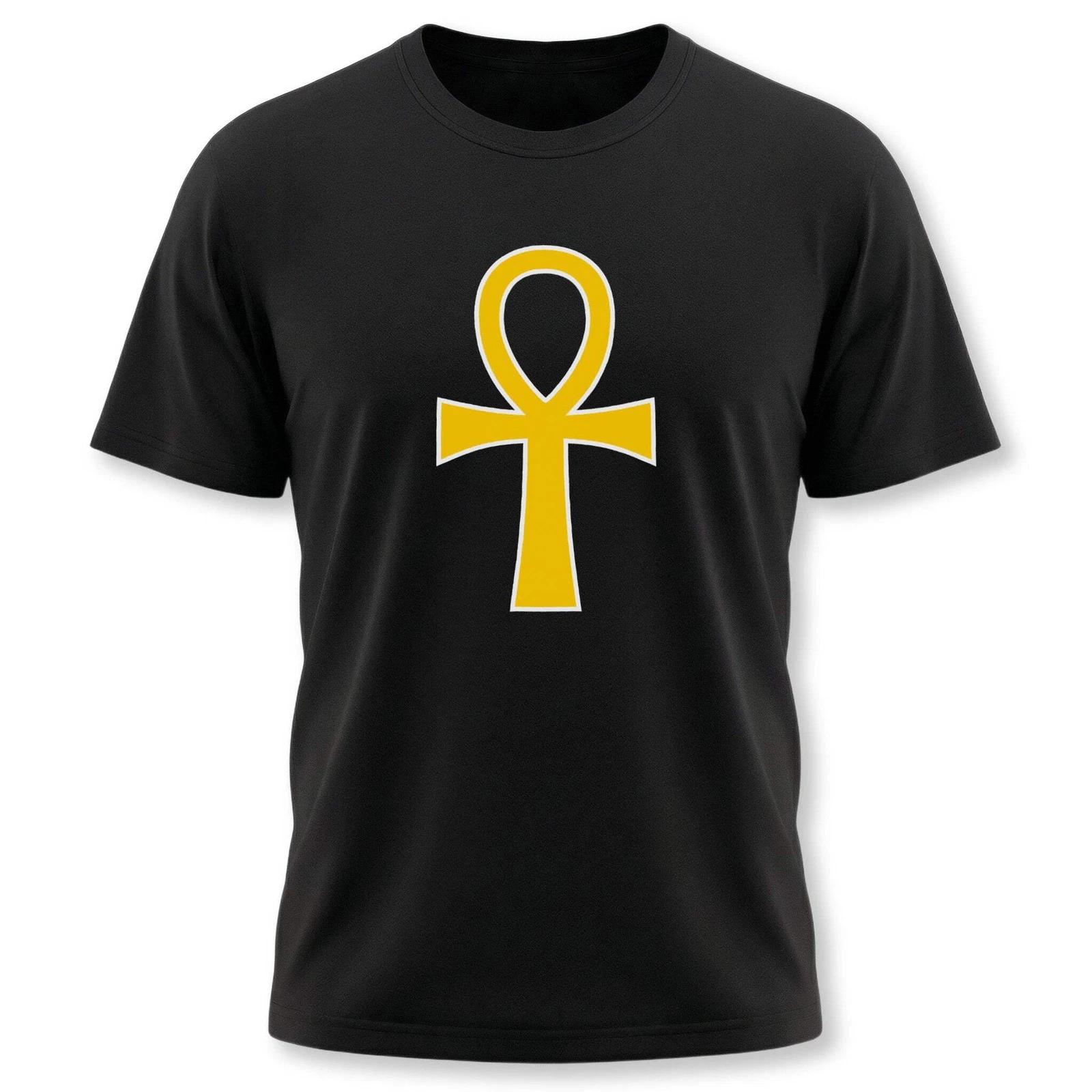 Egyptian Ankh Symbol T-Shirt | Golden Symbolic Unisex Graphic Tee Shirt XL