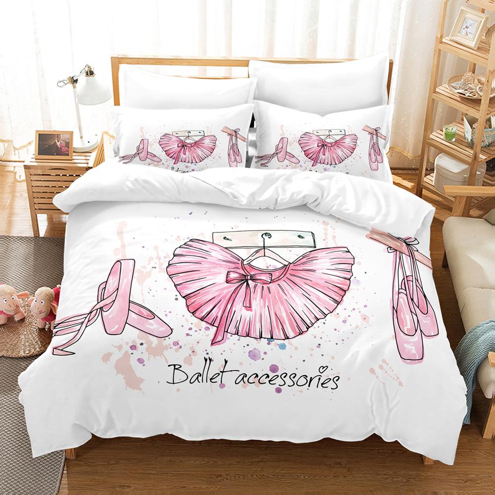 3D Printed Cartoon Ballet Girl Bedding Set Down Quilt Cover With Pillowcase Double SIngle King 3D Printed Anime My Dress-U