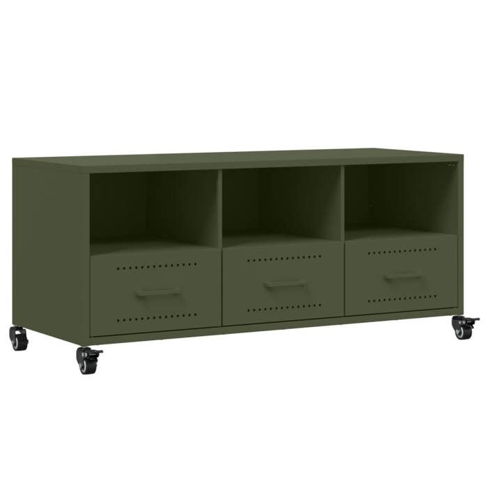VidaXL TV Cabinet, Television Stand with Drawers and Shelves, TV Stand with Living Room Storage, Olive Green 846696