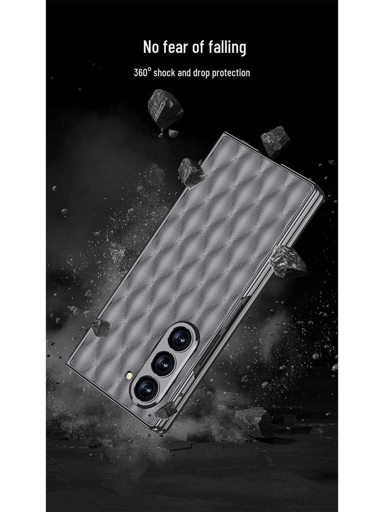 Samsung Z Fold 6 Case - Diamond Lattice, Electroplated Leather, Fragrance-Inspired Design